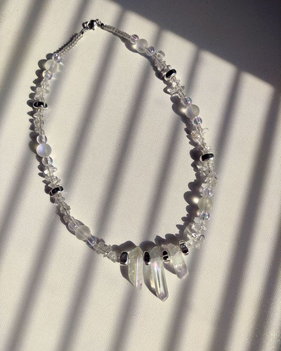 Χειροποίητο Κολιέ -AETHERIA- Διάφανος χαλαζίας