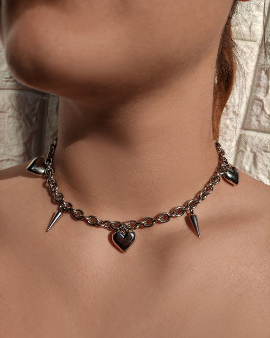 Χειροποίητο Κολιέ -IRON HEART- ανοξείδωτο ατσάλι