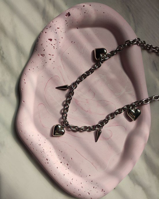 Χειροποίητο Κολιέ -IRON HEART- ανοξείδωτο ατσάλι