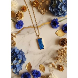 Χειροποίητο κολιέ -AURELYA BLUE- Χρυσό