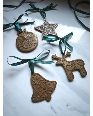 Σετ 4 στολίδια - ΧΡΥΣΟ ΧΡΩΜΑ- Υγρό γυαλί