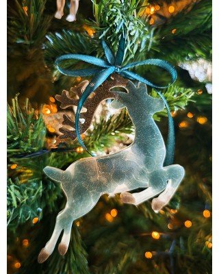 Σετ 2 χριστουγεννιάτικα στολίδια - Πράσινα ταρανδάκια - Ρητίνη