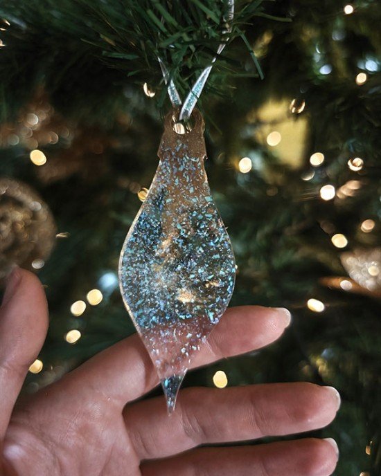 Σετ 4 στολίδια -ΔΙΑΦΑΝΟ GLITTER- Υγρό γυαλί