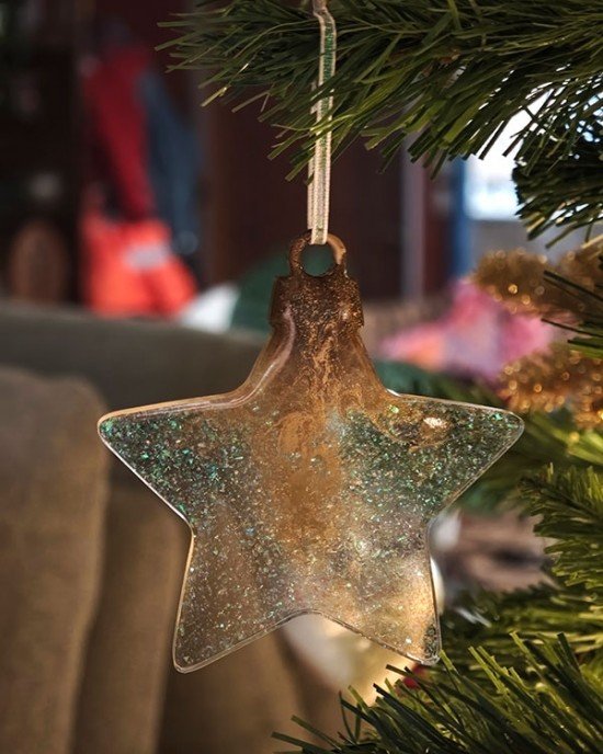 Σετ 4 στολίδια -ΔΙΑΦΑΝΟ GLITTER- Υγρό γυαλί