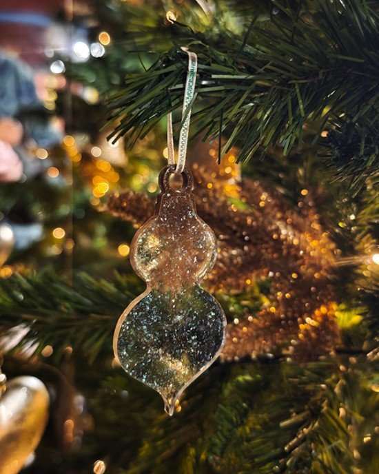 Σετ 4 στολίδια -ΔΙΑΦΑΝΟ GLITTER- Υγρό γυαλί