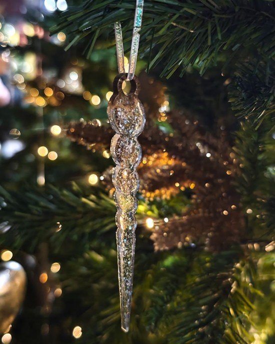 Σετ 4 στολίδια -ΔΙΑΦΑΝΟ GLITTER- Υγρό γυαλί