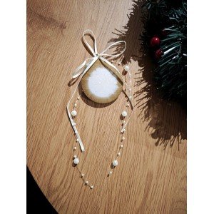 Χριστουγεννιάτικο στολίδι - λευκόχρυση μπάλα - Ρητίνη