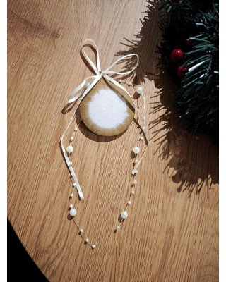 Χριστουγεννιάτικο στολίδι - λευκόχρυση μπάλα - Ρητίνη