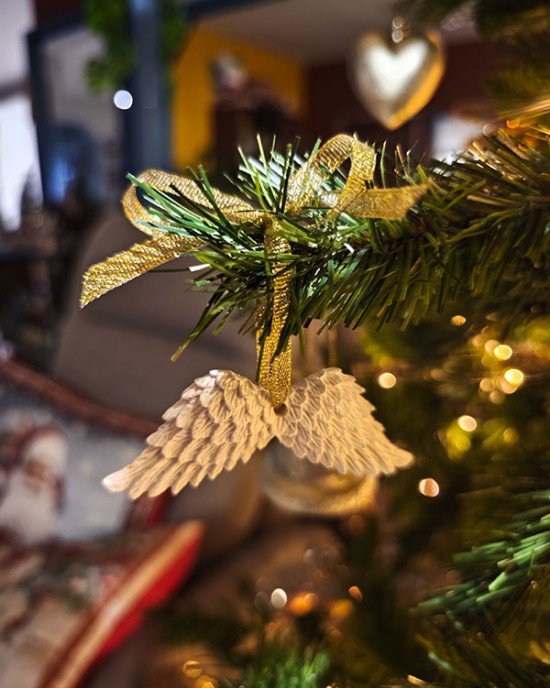 Χριστουγεννιάτικο στολίδι - Φτερά αγγέλου - Πορσελάνη