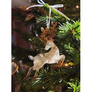 Σετ 2 χριστουγεννιάτικα στολίδια - Λευκά ταρανδάκια - Ρητίνη