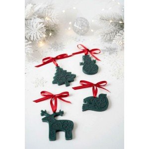 Σετ 4 στολίδια - ΠΡΑΣΙΝΟ ΧΡΩΜΑ- Υγρό γυαλί (2)