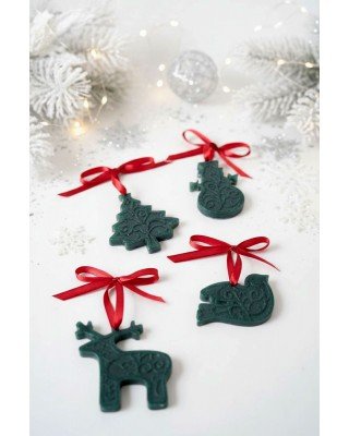 Σετ 4 στολίδια - ΠΡΑΣΙΝΟ ΧΡΩΜΑ- Υγρό γυαλί (2)